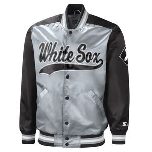 Men's Chicago White Sox Silver- Black Button Down Starter Varsity Jacket/SIZE SM